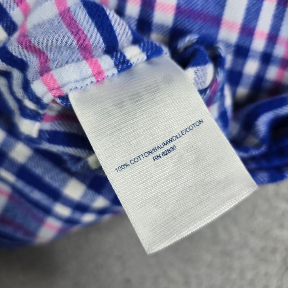 Lands End Flannel Button Shirt Blouse Women's 14 Blue Pink Cottage Farm Ranch - Picture 5 of 9
